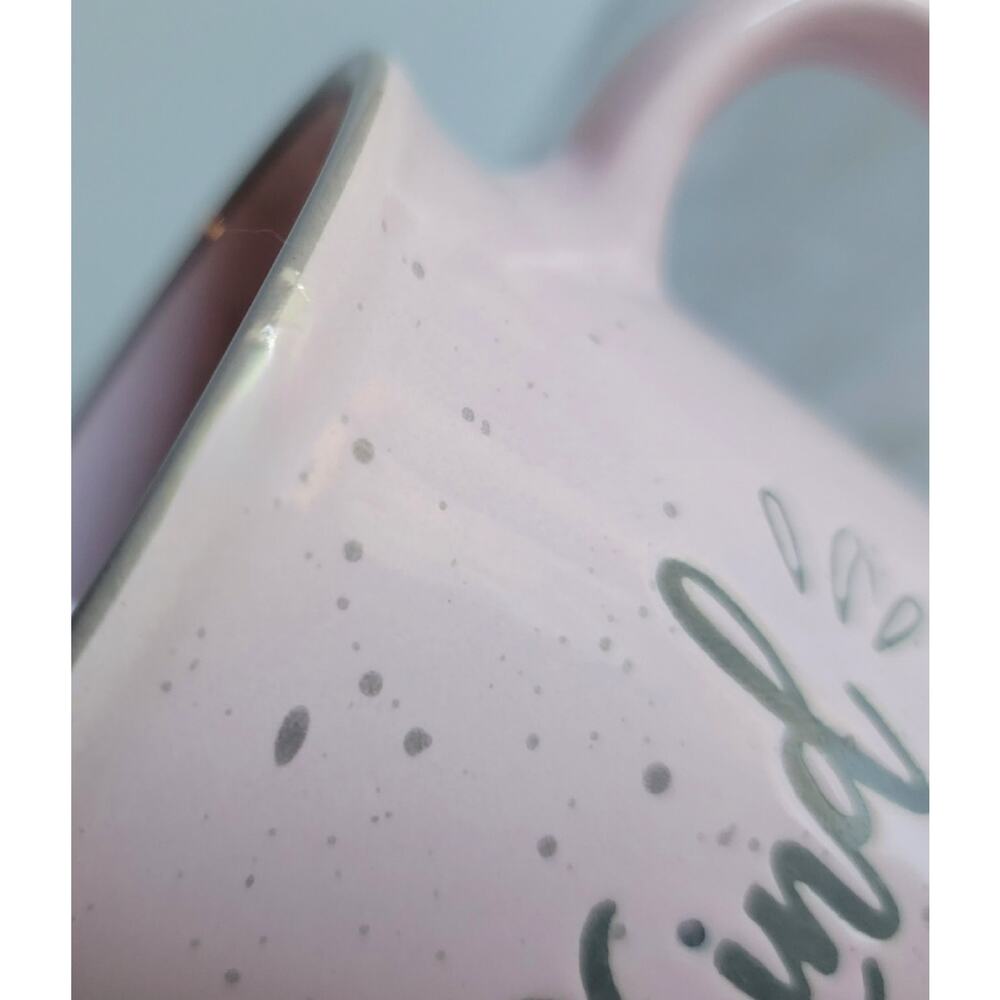 Cottagecore Pink and Grey Speckled BE KIND Ceramic Coffee or Tea Mug 14 oz - Picture 10 of 10